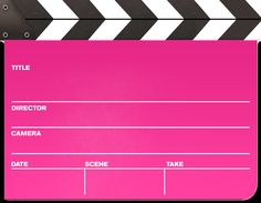 a pink and black movie clapper board