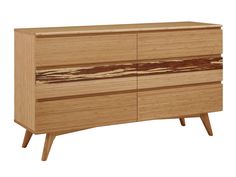 a wooden dresser with three drawers and two legs