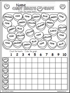 a printable worksheet for numbers and hearts to help kids learn how to count