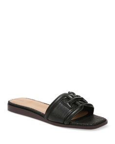 Sam Edelman Women's Irina Slip On Slide Sandals Black Sandals With Leather Sole For Spring, Black Leather Sole Sandals For Spring, Spring Black Slides With Woven Sole, Black Slides With Woven Sole For Summer, Black Leather Slides With Woven Sole, Black Mules With Leather Sole For Vacation, Black Slides With Leather Sole For Vacation, Black Open Toe Slides With Woven Sole, Black Slides With Woven Sole And Round Toe