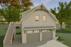 this is an artist's rendering of a garage with stairs leading up to it