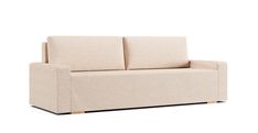 a beige couch sitting on top of a white floor