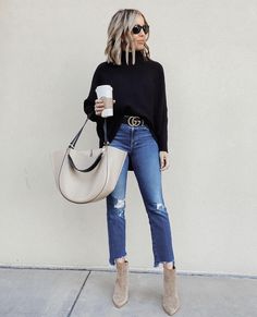 Amazon Sweater, Cropped Jeans Outfit, When All Else Fails, Jeans Outfit Women, What To Wear Today, Hem Jeans, Womens Turtleneck, Outfit Women