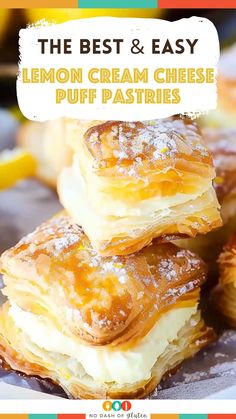 Lemon Cream Cheese Puff Pastries Recipes Using Puff Pastry, Cream Cheese Puff Pastry, Lemon Cream Cheese Bars, Joy Of Baking, Cream Cheese Pastry, Puff Pastries