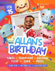 the birthday party flyer is designed for children's birthday