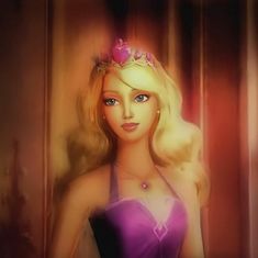 a barbie doll wearing a purple dress and tiara