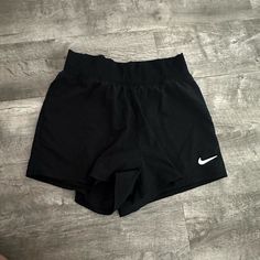 Black Nike Shorts New Without Tags Casual Black High Waist Athletic Shorts, Black High Waist Athletic Shorts With Elastic Waistband, Nike Black Stretch Bottoms, Black Stretch Nike Bottoms, Casual Black High-waisted Shorts Activewear, Nike Black Athletic Shorts With Elastic Waistband, Casual Black Biker Shorts With Short Inseam, Nike Black Athletic Shorts With Built-in Shorts, Nike Black Bottoms With Built-in Shorts