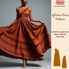 One Shoulder African Dress Sewing Pattern, Boho Dress, Traditional Dress, African Ankara Dress, Tribe Dress, Maxi Circle Dress, XS-4XL US Sizes: 2, 4, 6, 8, 10, 12, 14, 16, 18, 20, 22, 24, 26, 28, 30 Standard Sizes: XS, S, M, L, XL, 2XL, 3XL, 4XL These patterns are suitable for A4, A0, and US Letter size papers. As soon as your payment is processed, you will automatically receive download links for the pattern files. This is a digital product and not a finished item. You will receive zip files containing the patterns and sewing instructions. If you have any questions, do no hesitate to contact! One Shoulder African Dress, Traditional Dress African, African Dress Patterns, Dress Traditional, Sewing Instructions, Dress African, Circle Dress, African Ankara, Ankara Dress