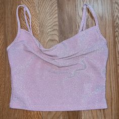 Pink Glitter Sparkly Crop Top. Brand New. Never Worn. In Good To New Condition. Measurements And Details Shown In Pictures. Super Sparkling. Pink Lovers. Pastel Pink Aesthetic. Stretchy. Adjustable Straps. K Pink Glitter Print Party Top, Fitted Shimmer Lurex Tops, Fitted Shimmer Tops In Lurex, H And M Tops, Sparkly Crop Top, Sparkly Crop Tops, Beaded Crop Top, Cropped Graphic Tees, Boho Crop Tops