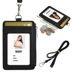 EEEkit PU leather double-sided ID holder, with a clear ID window on the front, which is convenient for scanning and checking your ID card in offices, airports and other places, avoiding the trouble of repeated removal. The side is equipped with a zipper design to store valuables such as bank cards, ID cards, change, etc., adding additional security, very suitable for business people, employees, students, teachers, doctors, etc. to store important documents, such as ID cards, credit cards, school Leather Badge Holder, Employees Card, School Id, Neck Lanyard, Leather Lanyard, Bus Card, Key Lanyard, Id Badge Holders, Unisex Accessories