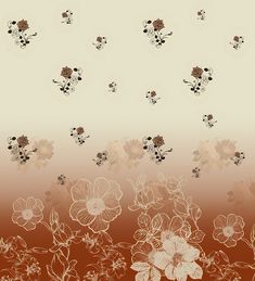 an orange and brown background with flowers on it