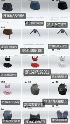 an info sheet showing the different types of bras in various colors and sizes, including black