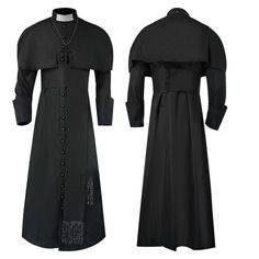 Item details:  100% Brand New and High Quality Roman Black Priest Cassock Robe Belt Clergyman Vestments Medieval Ritual Robe Wizard Black Priest Robe Belt Waistsash Cosplay     Polyester Package include：Robe X 1 Material: Uniform Cloth   Note:  Due to light and monitors effect, color difference may exist slightly. Please allow us 1-2mm differences due to manual measurement. Thank you. 　 　 Thanks for your bid * If you are not satisfied with your purchase, you can return the unused complete packag Gothic Priest Outfit, Priest Outfit Design, Cassock Priest, Priest Cassock, Priest Clothes, Catholic Clothing, Priest Outfit, Priest Robes, Priest Costume