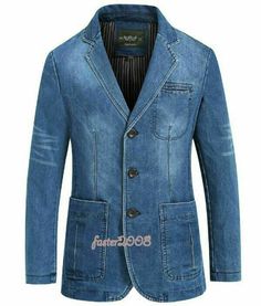 Men's Blazers Suit Jeans Jackets denim suits jacket     Payment： We only accept PayPal , safe and fast of both of us! Shipping: Items will shipped out within 1 business days upon payment received.  Economy Int'l Shipping (Free) Standard Int'l Shipping (6.99~19.99) US/AU 10-15 Working days 7-15 Working days UK 10-20 Working days 7-15 Working days Other countries 10-25 Working days 10-20 Working days  Above time is estimated shipping time, actual shipping time is up to local custom and post servic Mens Green Sweater, Denim Blazer Jacket, Jeans Blazer, Oversized Fashion, Best Blazer, Blazer Casual, Tall Sweater, Work Blazer, Sleeveless Sweater Dress