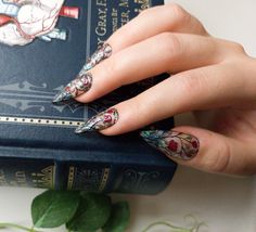 Beauty And The Beast Nails, Stained Glass Effect, Long Press On Nails, December Nails, Glass Effect, Bridal Nails