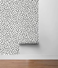 Speckled Dot Peel-and-Stick Wallpaper in Black and White by NextWall Black Polka Dot Wallpaper, Speckle Wallpaper, Decor Makeover, Polka Dots Wallpaper, Drops Patterns, Temporary Wallpaper, Dots Wallpaper, Wallpaper Pattern, Black And White Wallpaper