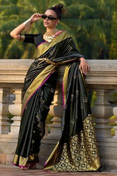 Imperial Black Color Art Silk Fabric Saree With Weaving Work Silk Art, Color Art, Fabric Art, Black Fabric, Silk Fabric, Colorful Art, Black Color, Weaving, Saree