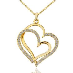 heart gold pendant necklace Heart Pendant Necklace Gold, Crystal Wedding Jewelry, Double Heart Necklace, Heart Shaped Pendant Necklace, Necklace Extender, Swarovski Crystal Necklace, Silver Heart Necklace, Long Pendant Necklace, Heart Shape Pendant