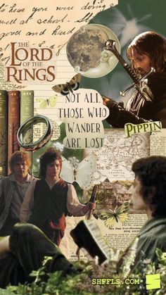 green, fantasy, beige, fairy core Ted White, Frodo Baggins, The Shire, Collage Vintage, Treasure Planet