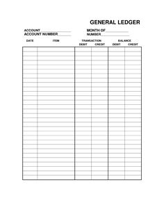 the general ledger form is shown in black and white