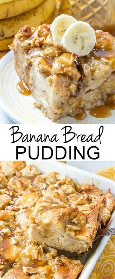 banana bread pudding Puding Roti, Banana Bread Pudding, Dessert Oreo, Banana Dessert Recipes, Desserts Vegan, Bread Pudding Recipe, Banana Dessert, Delicious Breakfast Recipes, Sweet Bread