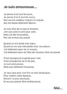 an image of a poem written in french with the words'je suis amoursse '