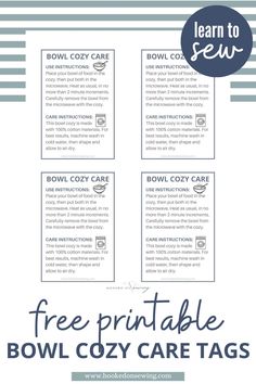 the free printable bowl cozy care tags