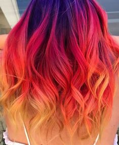 Sunset Hair Color, Edgy Hair Color, Sunset Hair, Caring For Colored Hair, Creative Hair Color, Hair Color Crazy, Coloured Hair