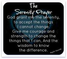 the serenity prayer on a black background