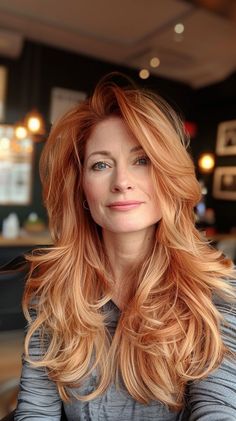 Feather Haircut, Redken Hair Color, Medium Length Curly Hair, Strawberry Blonde Hair Color, Red Hair Inspo, Red Haired Beauty, Red Hair Woman, Layered Hairstyles, Strawberry Blonde Hair