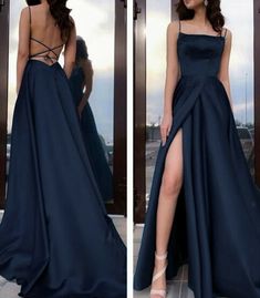 Navy Prom Dress Long, Navy Prom Dresses, Classy Prom Dresses, Evening Party Gowns, Prom Dresses For Teens, Prom Dresses Modest, Prom Dress Inspiration, Pretty Prom Dresses, A Line Prom Dresses