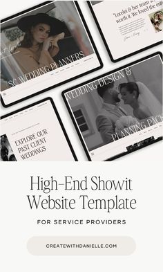 the high end showit website template for service providers is shown in black and white