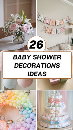 baby shower decorations with pink and white flowers