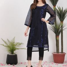 Gorgeous Navy Blue Organza Kurta With Attached Slip. Bust 22.5 Inches. High Low Style. Front Length 36 Inches, Back 40 Inches. *Please Checkout My Other Brand New Listings In The Boutique Section* No Offers Please. Price Is Discounted Already And Free Shipping Has Been Applied Party Wear Kurta For Diwali, Diwali Party Wear Kurta, Eid Party Wear Straight Kurta, Royal Blue Sets For Diwali Party, Party Wear Long Sleeve Kurta For Festive Occasions, Party Wear Long Sleeve Kurta For Diwali, Festive Long Sleeve Party Wear Kurta, Blue Sequin Dress For Navratri, Festive Long Sleeve Party Kurta