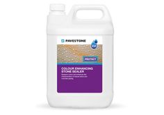 a gallon of pure stone cleaner on a white background