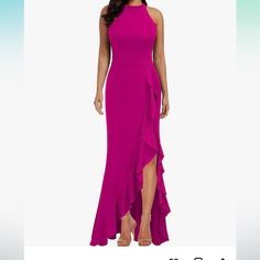 Nwt. Woosea Magenta High Neck Split Bodycon Mermaid Evening Cocktail Dress. Size L. Stretchy Material, Really Nice Fitting Dress. Party Long Dress, Evening Dress Collection, Vince Camuto Dress, Mother Of Groom Dresses, Sleeveless Gown, Mother Of Groom, Cocktail Evening Dresses, Groom Dresses, Maxi Dress Evening