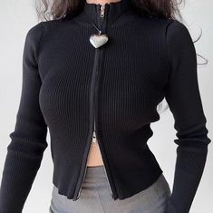 Details: Double Zipper Knit / Stretch High Neck 70% Viscose / 30% Nylon Cold Hand Wash / Air Dry Available in Black & White Size / Fit: Runs true to size Model wears a Small Model Info: Chest 85 cm Waist 65 cm Hips 88 cm Height 165 cm SIZE CHART Bust Waist Length Small 66 cm 60-92 cm 52 cm Medium 70 cm 60-92 cm 53 cm Zipper Closure Long Sleeve Top For Layering, Long Sleeve Tops With Zipper Closure For Layering, Long Sleeve Tops With Zipper Closure, Trendy Winter Tops With Zipper Closure, Trendy Black Stretch Cardigan, Long Sleeve Sweater With Zipper Closure For Layering, Casual Stretch Sweater With Zipper Closure, Long Sleeve Sweater With Zipper For Layering, Long Sleeve Zipper Cardigan For Layering