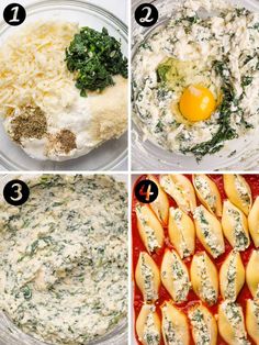 steps to make spinach and cheese stuffed shells