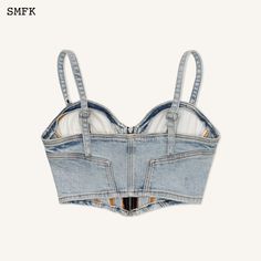 SMFK WildWorld Stray Denim Corset Vest Size Chart (CM) Chest Length S 80 14.5 M 83 15.5 L 86 16.5 Materials: 98.7% Cotton, 1.3% SpandexBra Lining: 67.4% Polyester, 32.6% Cotton Medium Wash Cropped Fitted Jeans, Fitted High-waist Denim Blue Vest, Fitted High Waist Denim Vest, Denim Blue High-waist Fitted Denim Vest, Fitted Recycled Denim Jeans For Summer, Fitted Light Wash Tops With Pockets, Corset Vest, Denim Corset, Size Chart