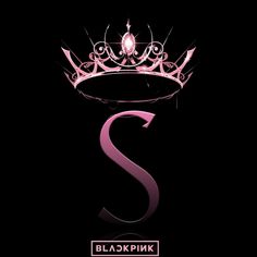 the letter s with a tiara on it is shown in black and pink colors