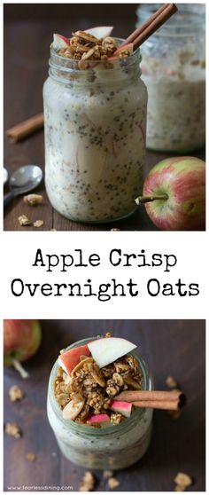 apple crispp overnight oats in a mason jar