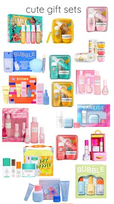 #preppy gift sets #bubbleskincare #glowrecpie #laneige #soldejanerio #byoma #drunkelephant Stuff To Put In Goodie Bags, Skincare Products Set, Gift Ideas Preppy, Preppy Gift Ideas, Cute Wishlist, Birthday Wishlist Ideas, Preppy Skin Care, Sephora Gift Sets, Preppy Products