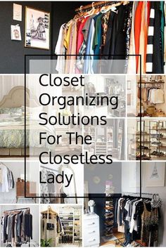 closet organization solution for the closet lady with lots of clothes hanging on racks and drawers