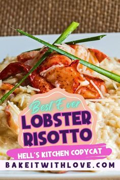 lobster risotto on top of rice with green onions