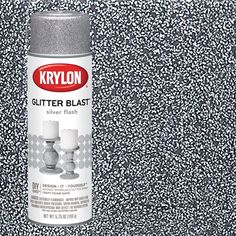 a can of krylon glitter blast silver flash paint on a black background with white speckles