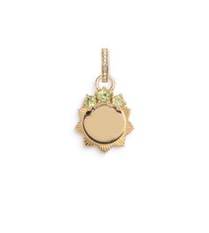 Description Handcrafted in 18 karat yellow gold, this customizable Peridot Engravable Miniature Medallion features a hand-engraved initial at the center topped with three peridots—the birthstone for August.Because we take great pride in our artisanship, these miniature medallions are lovely with or without engraved initial. Details Handcrafted in 18k Yellow Gold Stone weight: 0.276 ct Medallion measures 13mm in width and 14.5mm in height Oval Pushgate available in Smooth or with Pave Diamonds Ov Layered Bangles, Heart Gemstone, Gold Stone, Layered Bracelets, Heart Bracelet, Oval Diamond, Hand Engraving, Signet Ring, Pave Diamonds