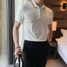 Mens Knit Polo, Lacoste Polo Shirt Men, Lacoste Outfit, Polo Shirt Outfit Men, Money Clothing, Korean Mens Fashion, Polo Shirt Outfits, Polo Outfit, Mens Knit