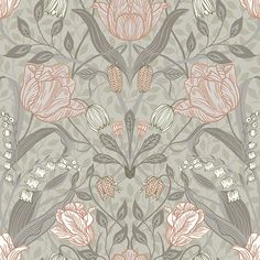 4080-44105 Ingrid Filippa Grey Tulip Wallpaper by A-Street Prints Wallpaper,4080-44105 Ingrid Filippa Grey Tulip Wallpaper by A-Street Prints Wallpaper2 Tulip Wallpaper, Modern Floral Wallpaper, Matte Wallpaper, A Street Prints, To Try, Tulips Garden, Tulip Design, Organic Pattern, White Tulips