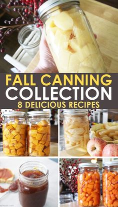 a collage of fall canning collection and delicious recipes