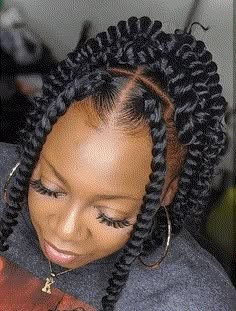 Black Lady Hairstyles, Thick Passion Twists Hairstyle, Passion Twists Natural Hair, Bob Length Passion Twists Hairstyle, Short Passion Twists Hairstyle, Passion Twists Braids, Braid Styles For Kids, Passion Twist Braids, Short Twist Braids Hairstyles